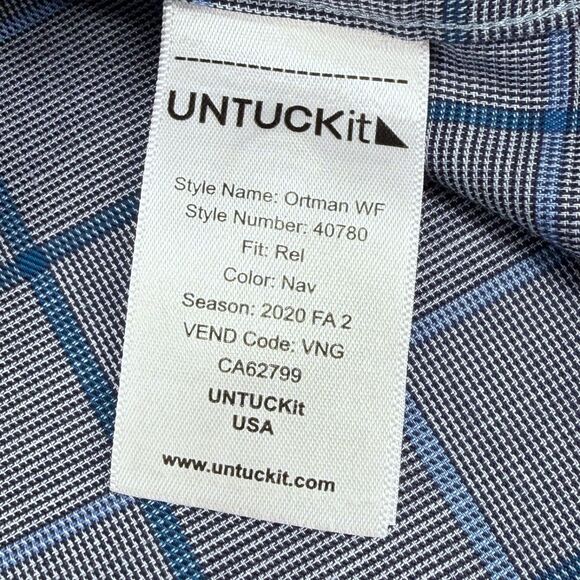 UNTUCKit Men's Ortman Wrinkle Free Relaxed Long Sleeve Shirt Gray/Blue Plaid XL - Picture 8 of 11